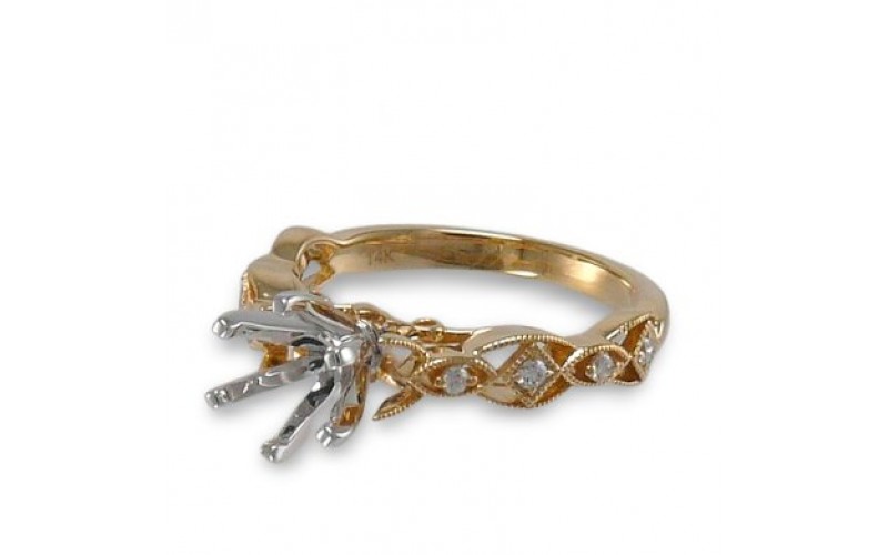 14K Yellow & White Gold Diamond Ring Mounting