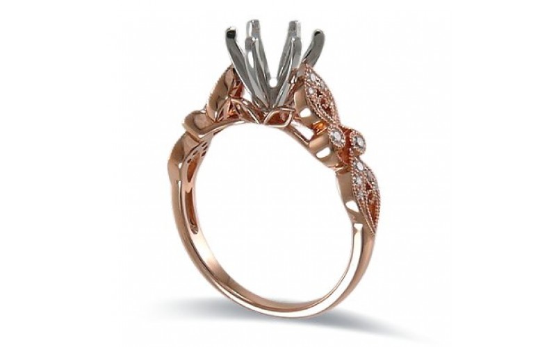 14K Rose & White Gold Diamond Ring Mounting