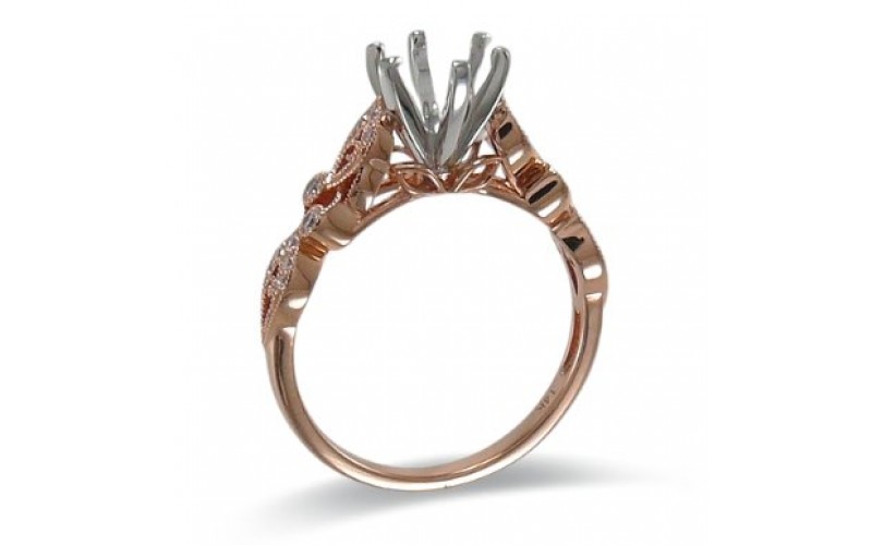 14K Rose & White Gold Diamond Ring Mounting