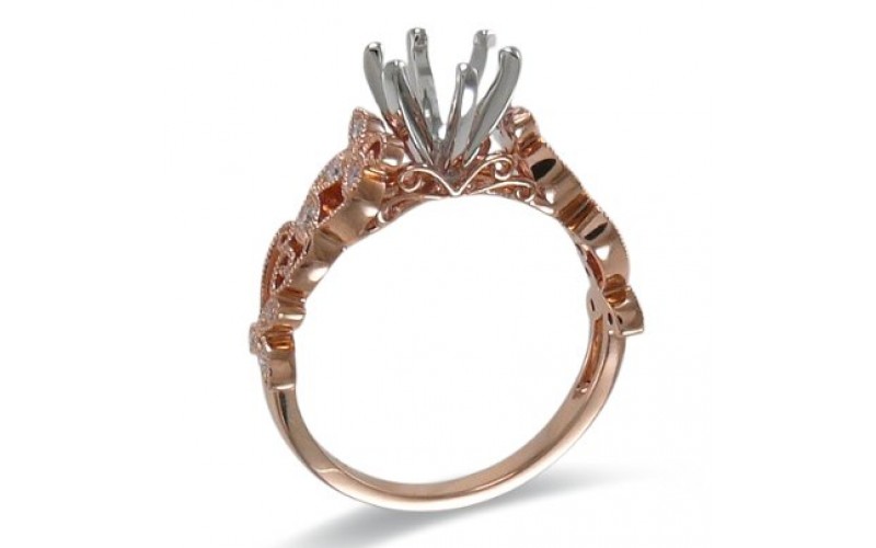 14K Rose & White Gold Diamond Ring Mounting