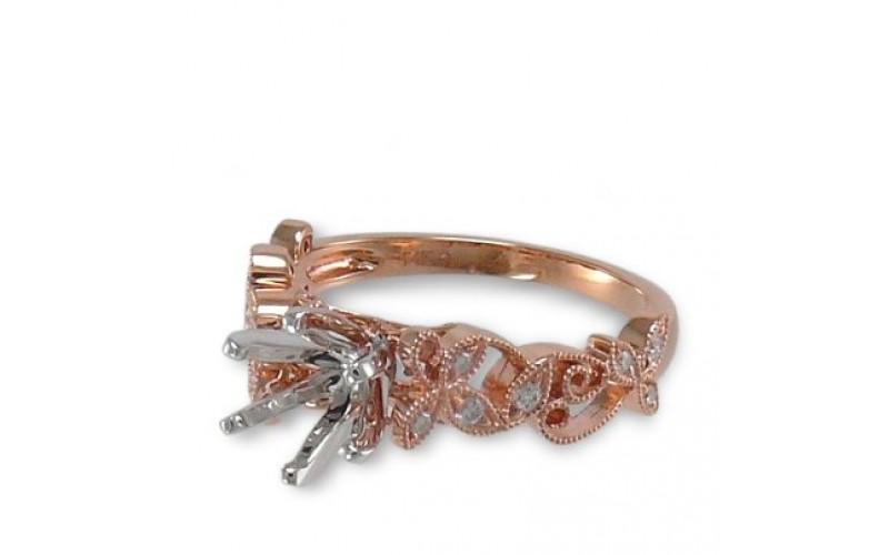 14K Rose & White Gold Diamond Ring Mounting