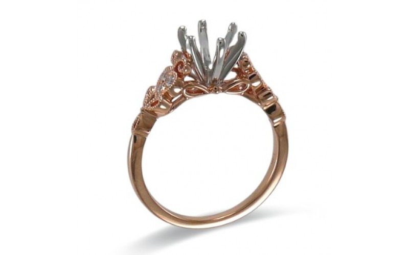 14K Rose & White Gold Diamond Ring Mounting