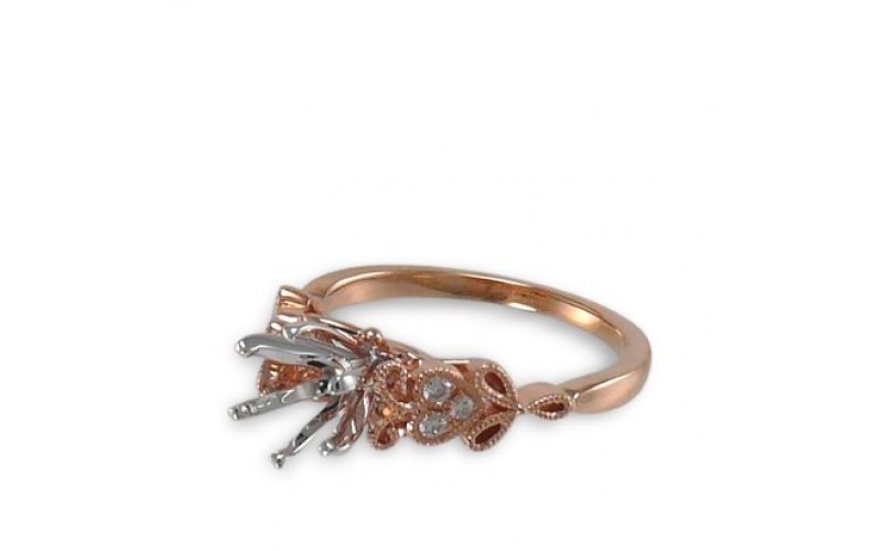 14K Rose & White Gold Diamond Ring Mounting