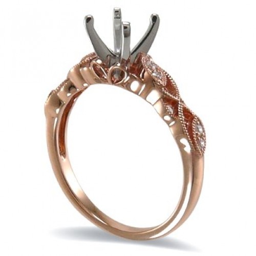 14K Rose & White Gold Diamond Ring Mounting