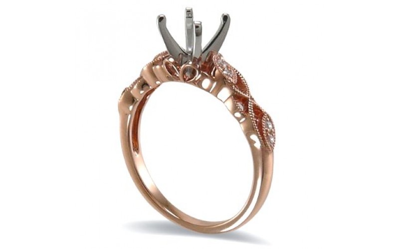 14K Rose & White Gold Diamond Ring Mounting