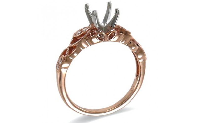 14K Rose & White Gold Diamond Ring Mounting
