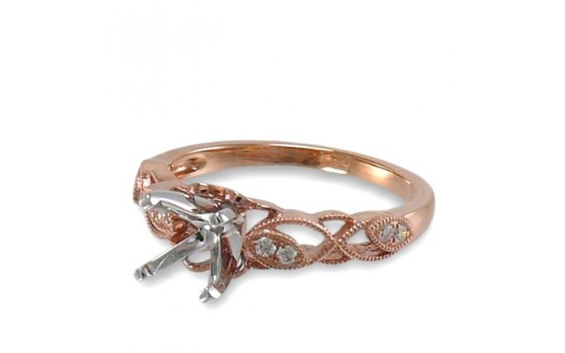 14K Rose & White Gold Diamond Ring Mounting