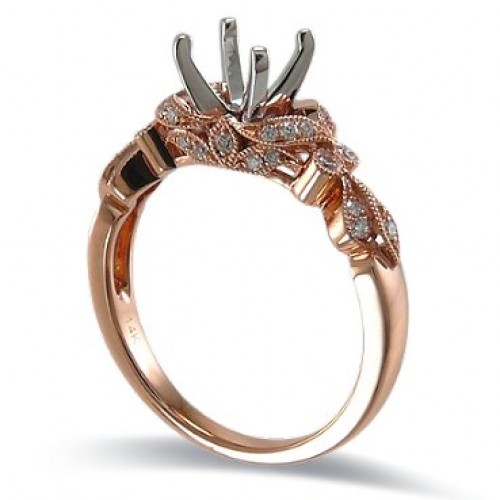 14K Rose & White Gold Diamond Ring Mounting