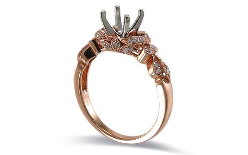 14K Rose & White Gold Diamond Ring Mounting