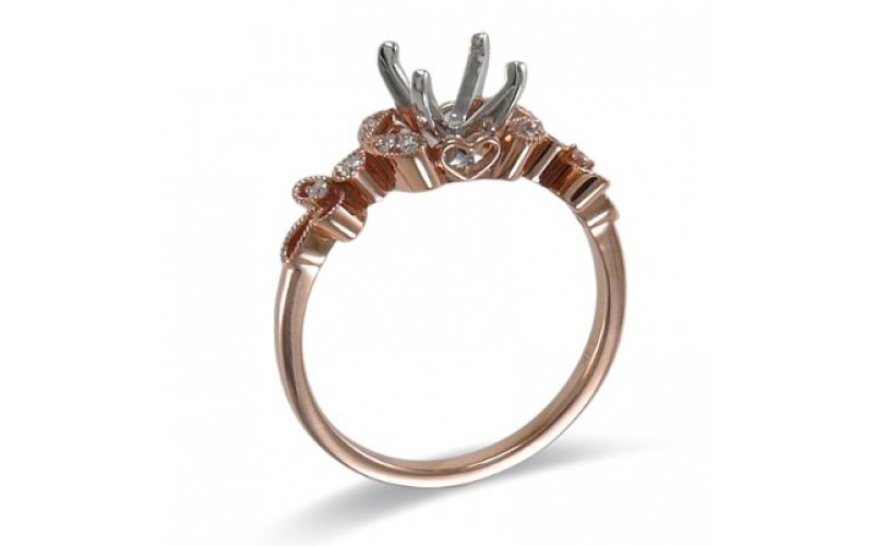 14K Rose & White Gold Diamond Ring Mounting
