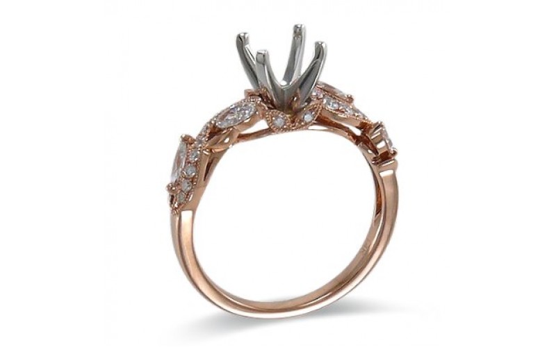 14K Rose & White Gold Diamond Ring Mounting