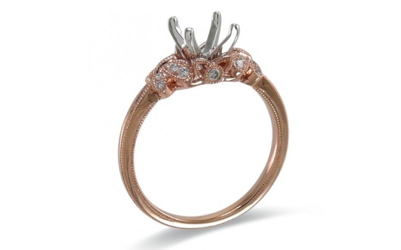 14K Rose & White Gold Diamond Ring Mounting