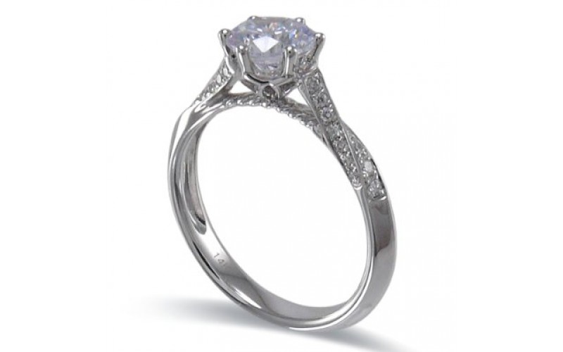 14K White Gold Diamond Ring Mounting