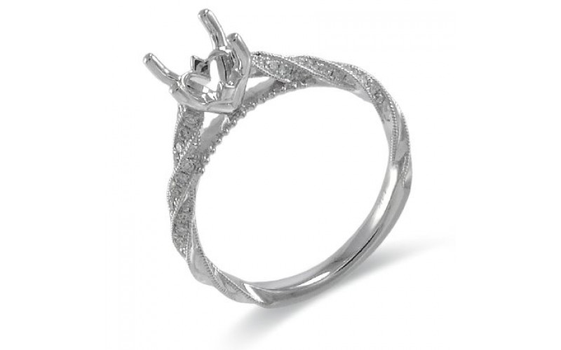 14K White Gold Diamond Ring Mounting