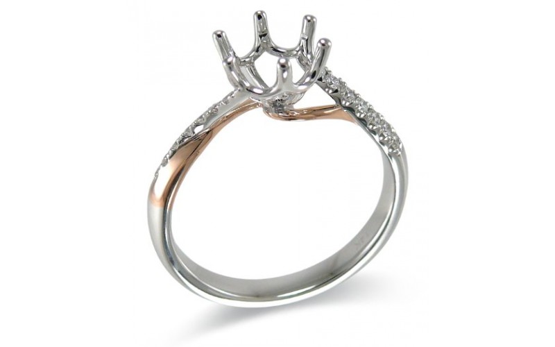 14K Rose & White Gold Diamond Ring Mounting