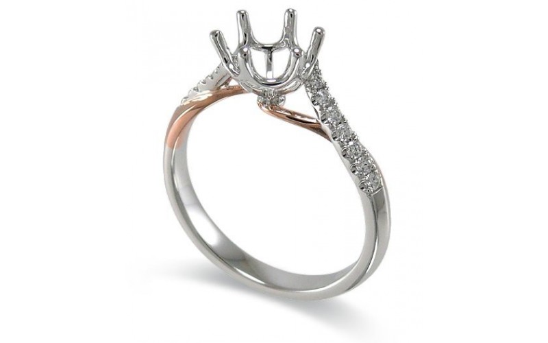 14K Rose & White Gold Diamond Ring Mounting