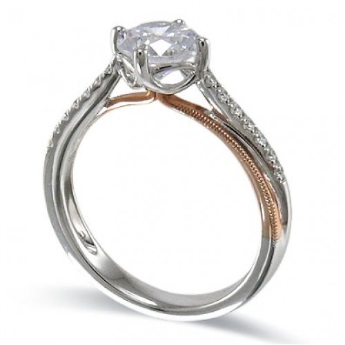 14K Rose & White Gold Diamond Ring Mounting