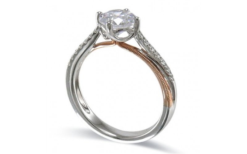 14K Rose & White Gold Diamond Ring Mounting