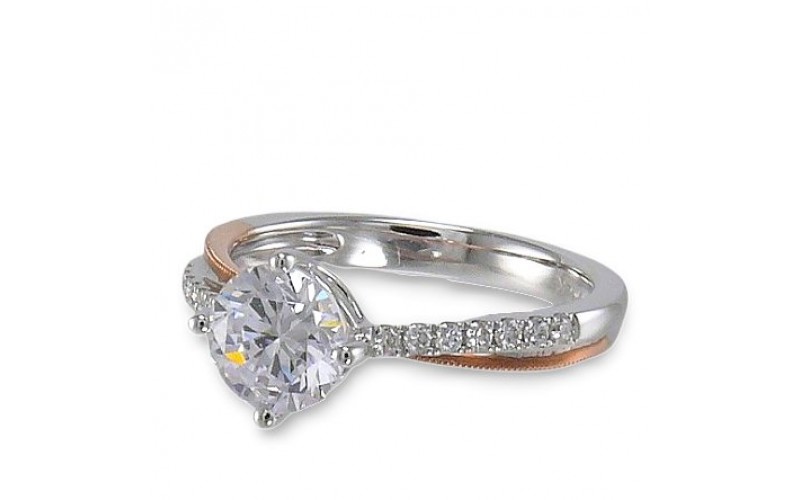 14K Rose & White Gold Diamond Ring Mounting