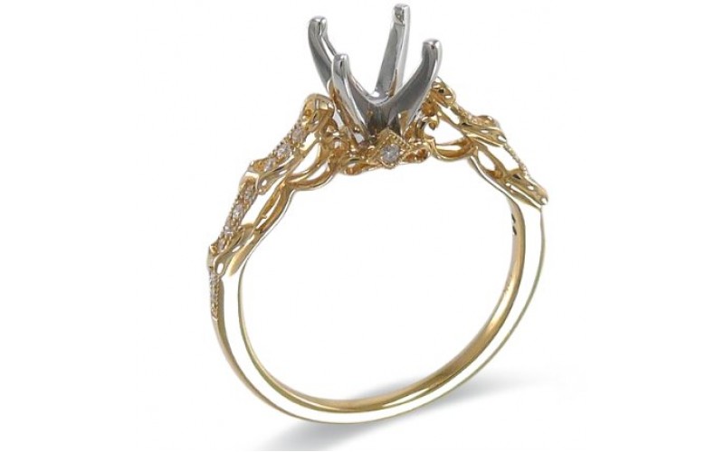 14K Yellow & White Gold Diamond Ring Mounting