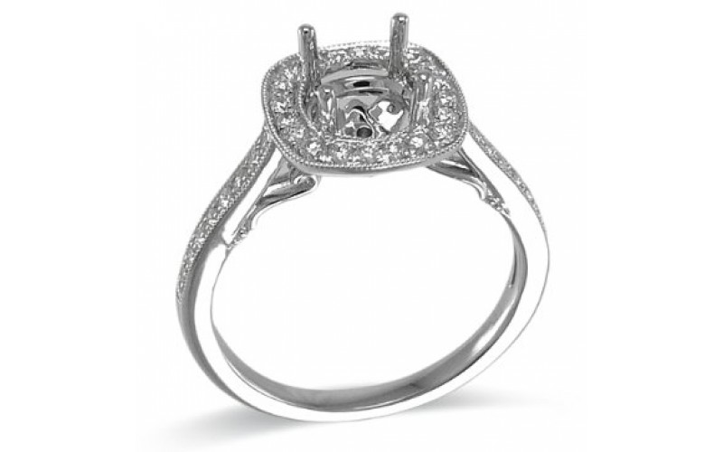 14K White Gold Diamond Ring Mounting