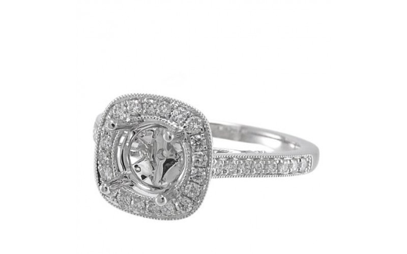 14K White Gold Diamond Ring Mounting