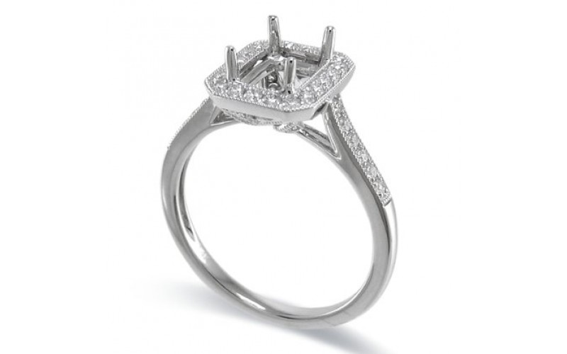 14K White Gold Diamond Ring Mounting