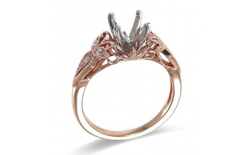 14K Rose & White Gold Diamond Ring Mounting