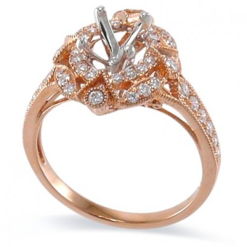 14K Rose & White Gold Diamond Ring Mounting