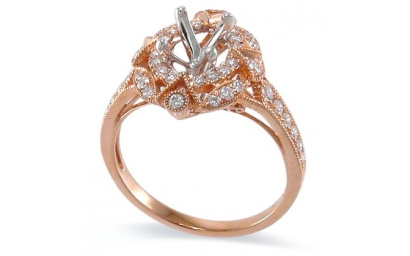 14K Rose & White Gold Diamond Ring Mounting