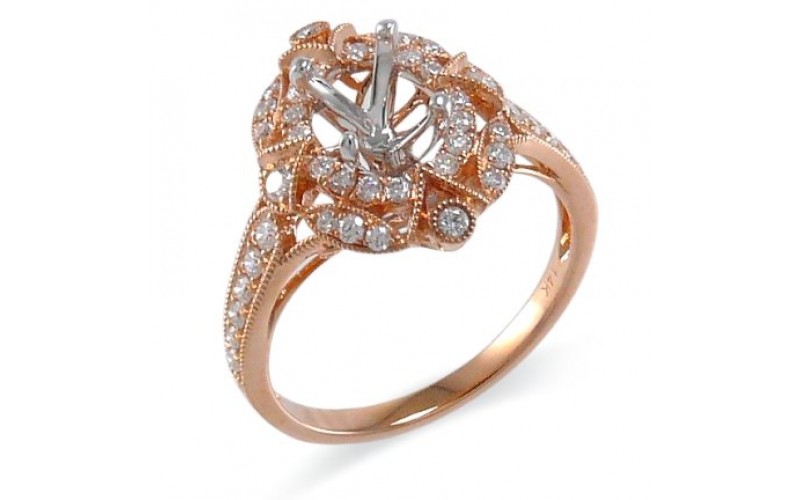 14K Rose & White Gold Diamond Ring Mounting