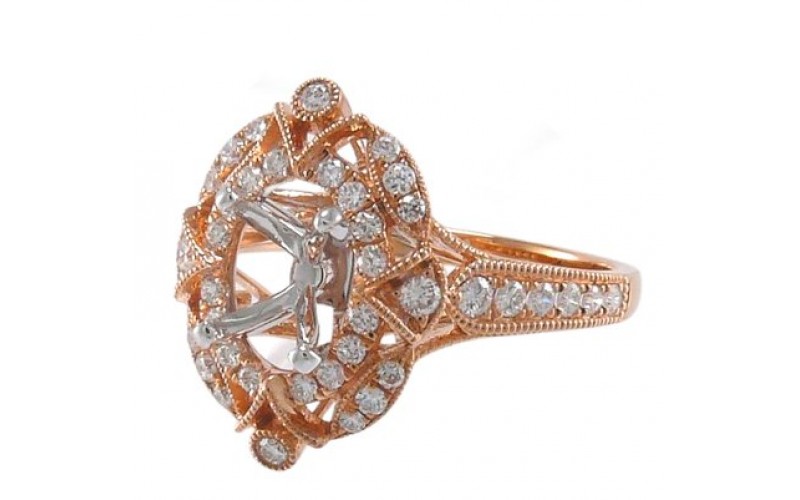 14K Rose & White Gold Diamond Ring Mounting
