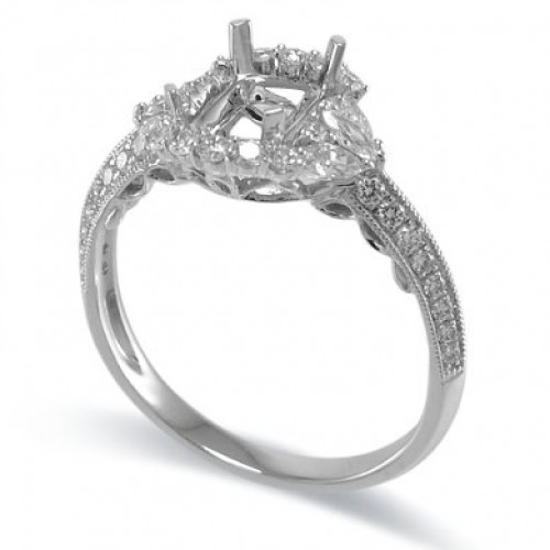 14K White Gold Diamond Ring Mounting