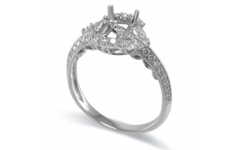 14K White Gold Diamond Ring Mounting