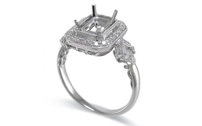 14K White Gold Diamond Ring Mounting