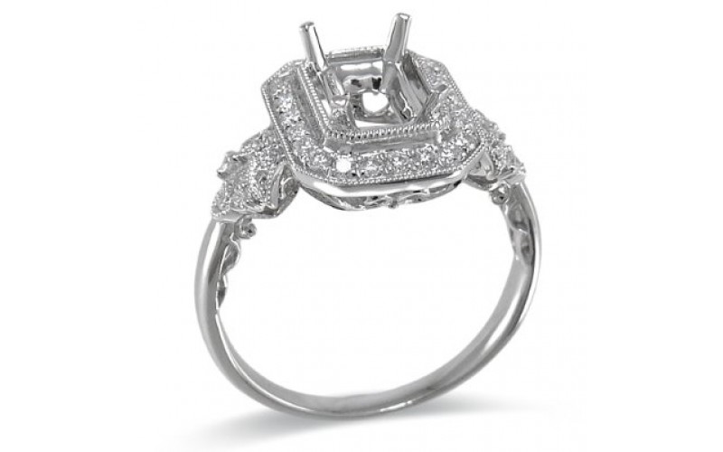14K White Gold Diamond Ring Mounting