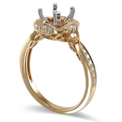 14K Yellow & White Gold Diamond Ring Mounting