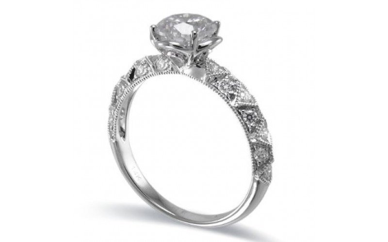 14K White Gold Diamond Ring Mounting