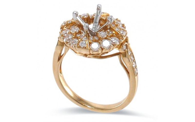 14K Yellow & White Gold Diamond Ring Mounting