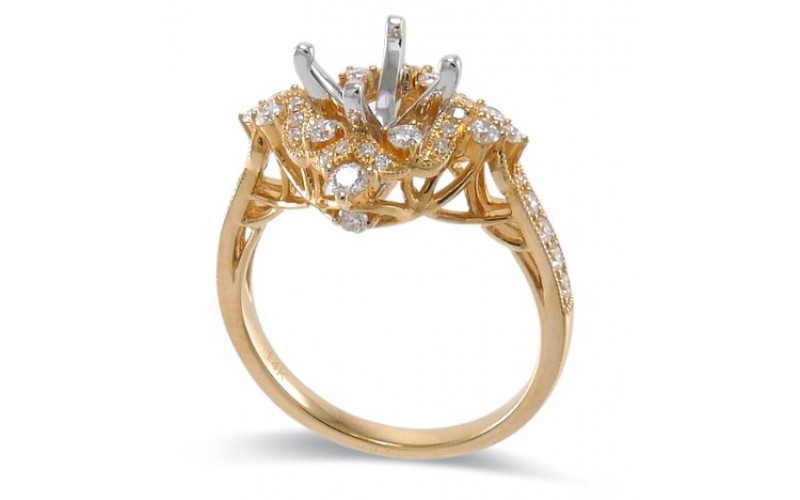 14K Yellow & White Gold Diamond Ring Mounting