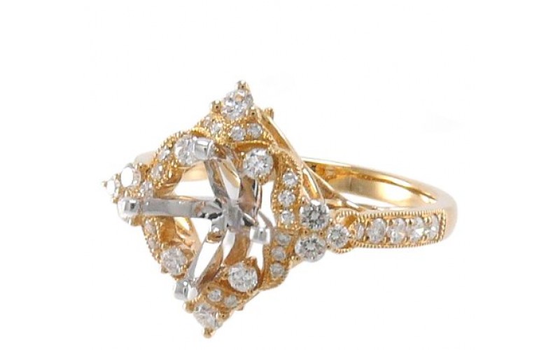 14K Yellow & White Gold Diamond Ring Mounting