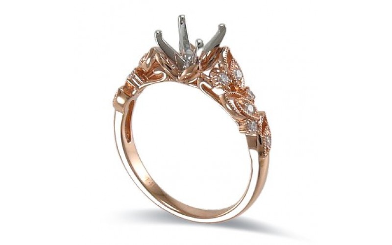 14K Rose & White Gold Diamond Ring Mounting