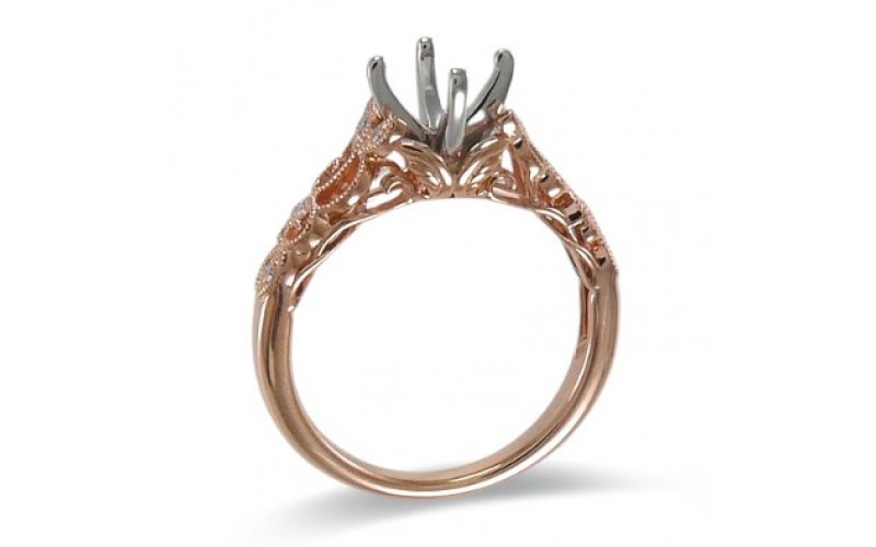 14K Rose & White Gold Diamond Ring Mounting