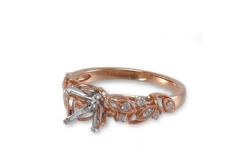 14K Rose & White Gold Diamond Ring Mounting