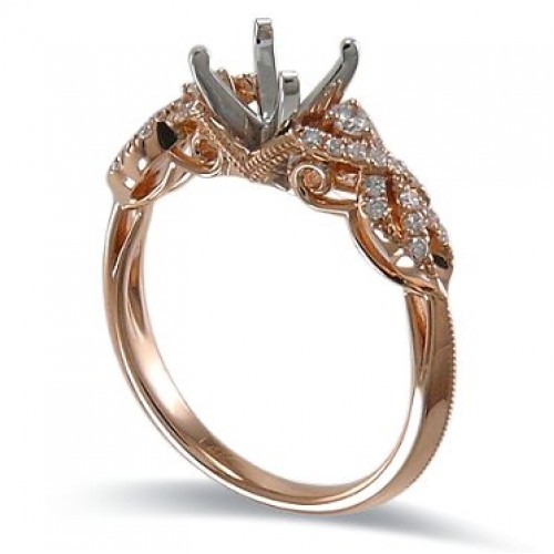 14K Rose & White Gold Diamond Ring Mounting