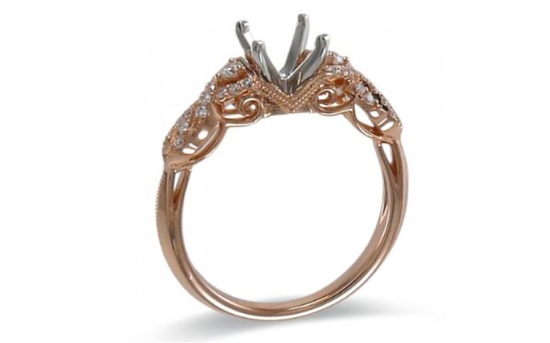 14K Rose & White Gold Diamond Ring Mounting