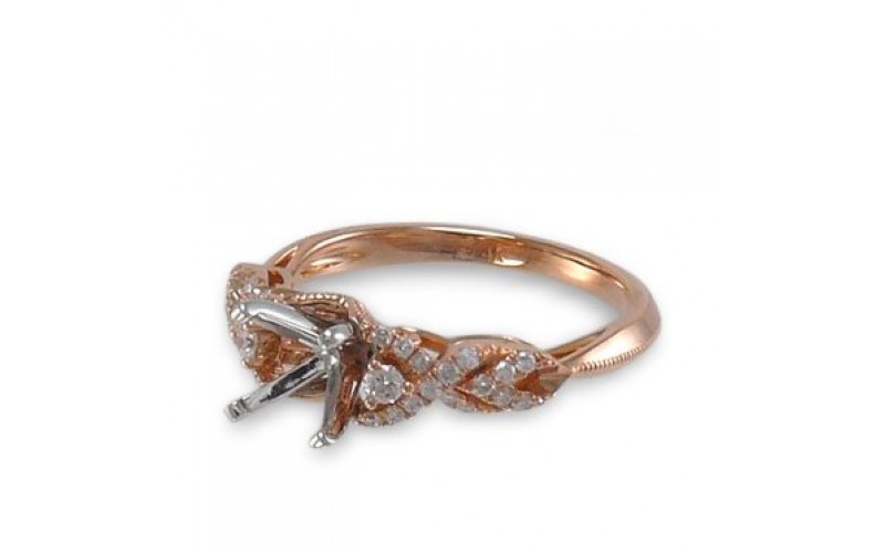 14K Rose & White Gold Diamond Ring Mounting