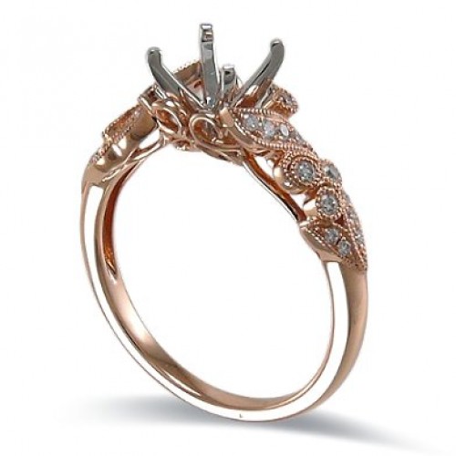 14K Rose & White Gold Diamond Ring Mounting