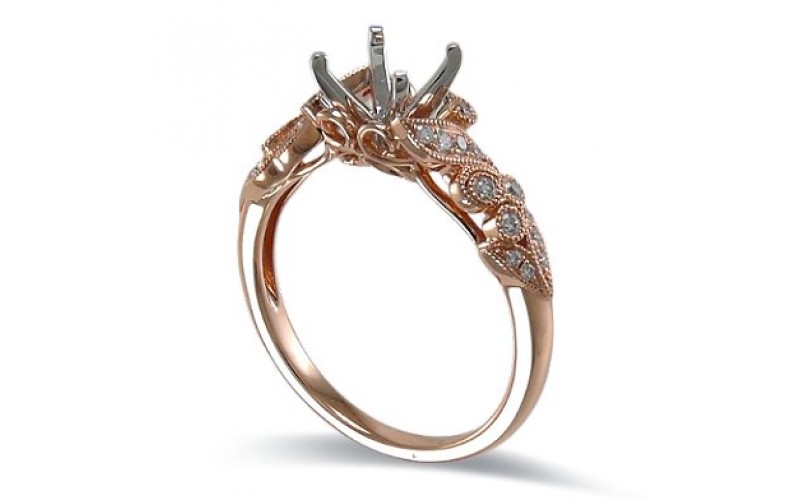 14K Rose & White Gold Diamond Ring Mounting