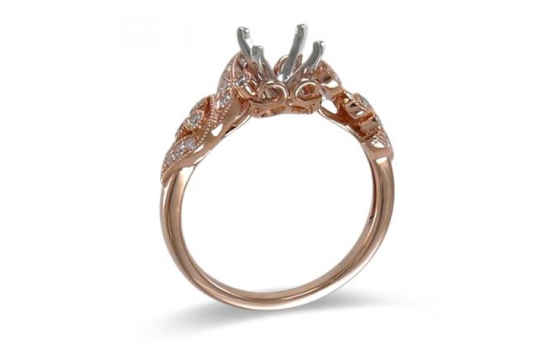 14K Rose & White Gold Diamond Ring Mounting